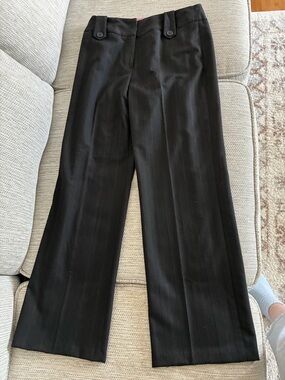 Larry Levine Black Wide-Leg Pinstripe Pants